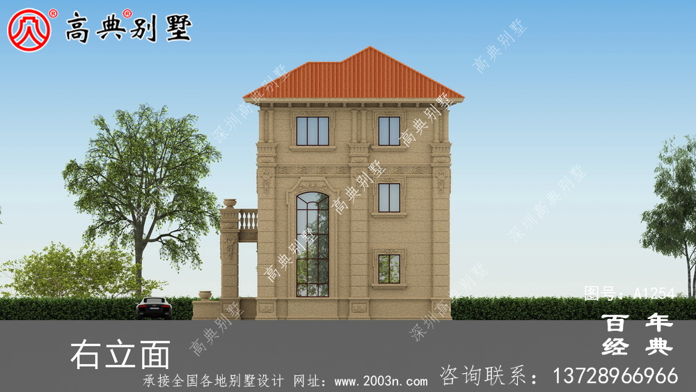 復式三層農村歐式別墅設計效果圖_農村三層別墅圖紙