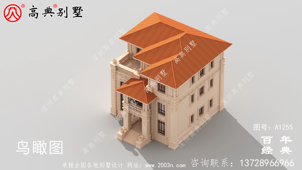 復式三層帶露臺歐式別墅設計圖紙及效果圖_三層別墅設計圖