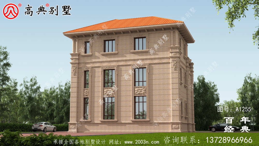 復式三層帶露臺歐式別墅設計圖紙及效果圖_三層別墅設計圖