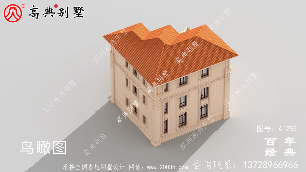 復式三層帶露臺歐式別墅設計圖紙及效果圖_三層別墅設計圖