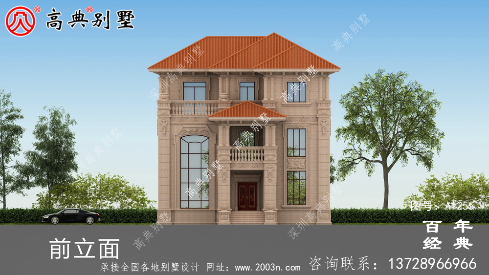 復式三層帶露臺歐式別墅設計圖紙及效果圖_三層別墅設計圖