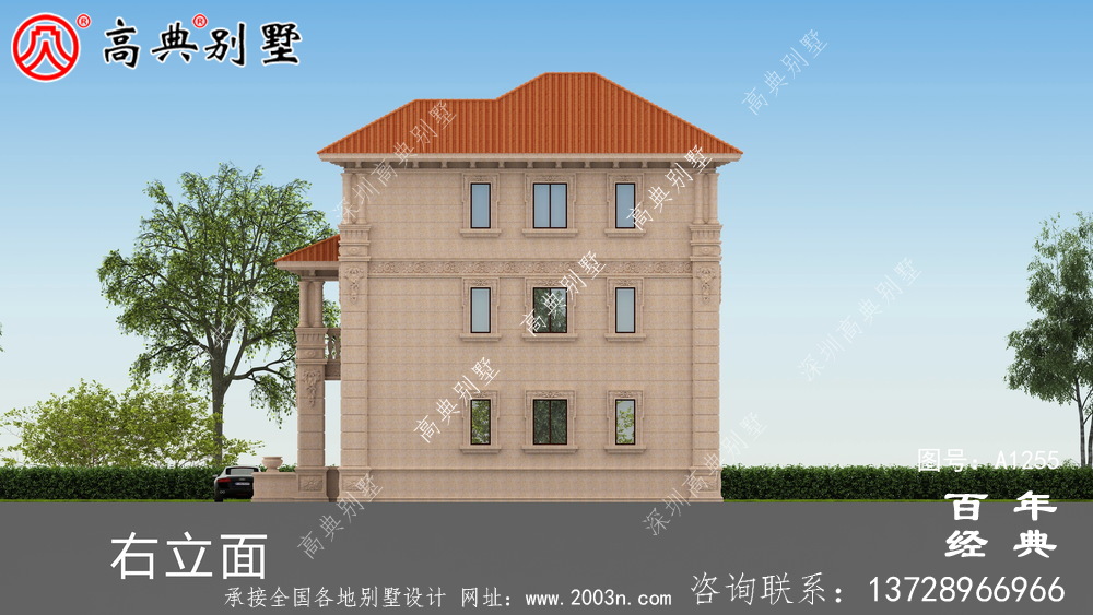 復式三層帶露臺歐式別墅設計圖紙及效果圖_三層別墅設計圖