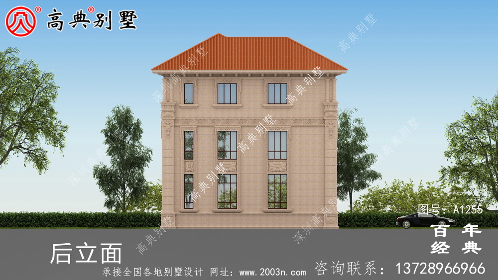 復式三層帶露臺歐式別墅設計圖紙及效果圖_三層別墅設計圖
