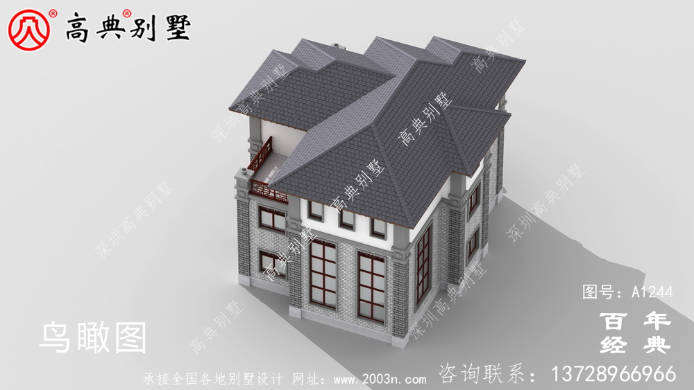 新中式三層帶車庫農(nóng)村別墅外觀效果圖及施工圖設(shè)計_三層別墅設(shè)計圖紙