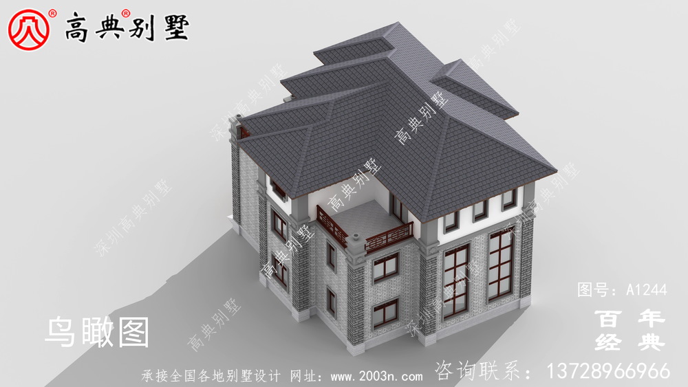 新中式三層帶車庫農(nóng)村別墅外觀效果圖及施工圖設(shè)計_三層別墅設(shè)計圖紙