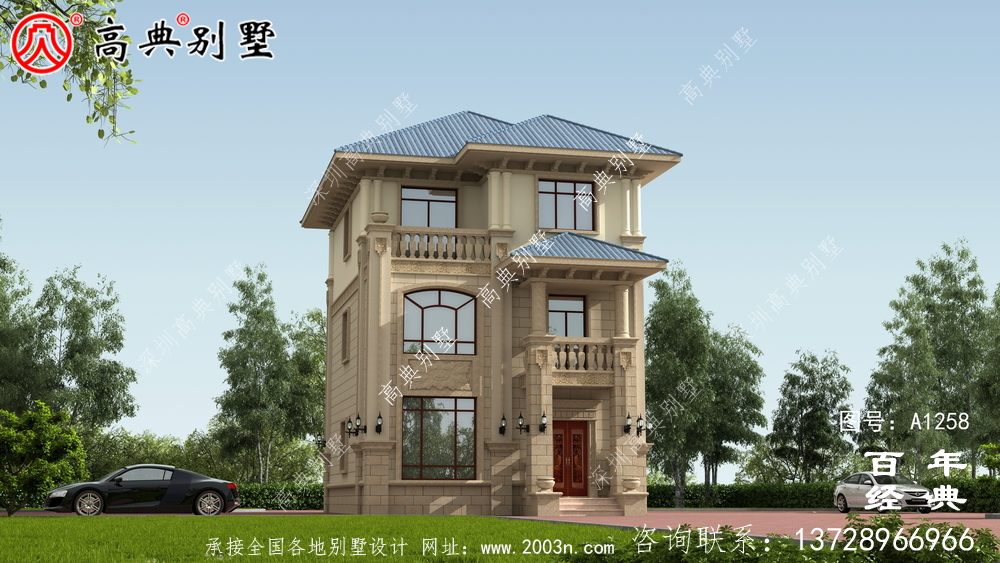 欧式三层小别墅带阳台设计图纸及效果图_农村三层别墅图纸 欧式三层小别墅带阳台设计图纸及效果图_农村三层别墅图纸