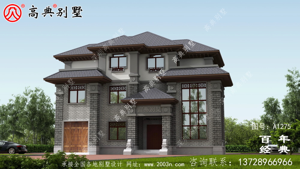 新中式三层复式农村别墅效果图及施工图__农村三层别墅图纸 新中式三层复式农村别墅效果图及施工图__农村三层别墅图纸