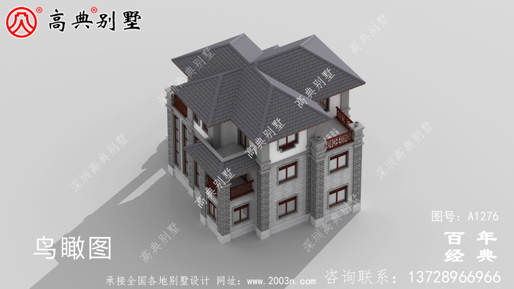 新中式三层带车库农村别墅设计图纸及效果图_农村三层别墅图纸