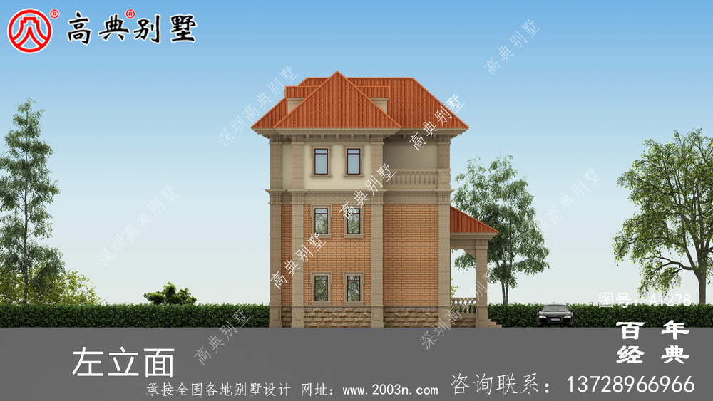 复式三层欧式小别墅效果图及施工图_新农村别墅户型图设计