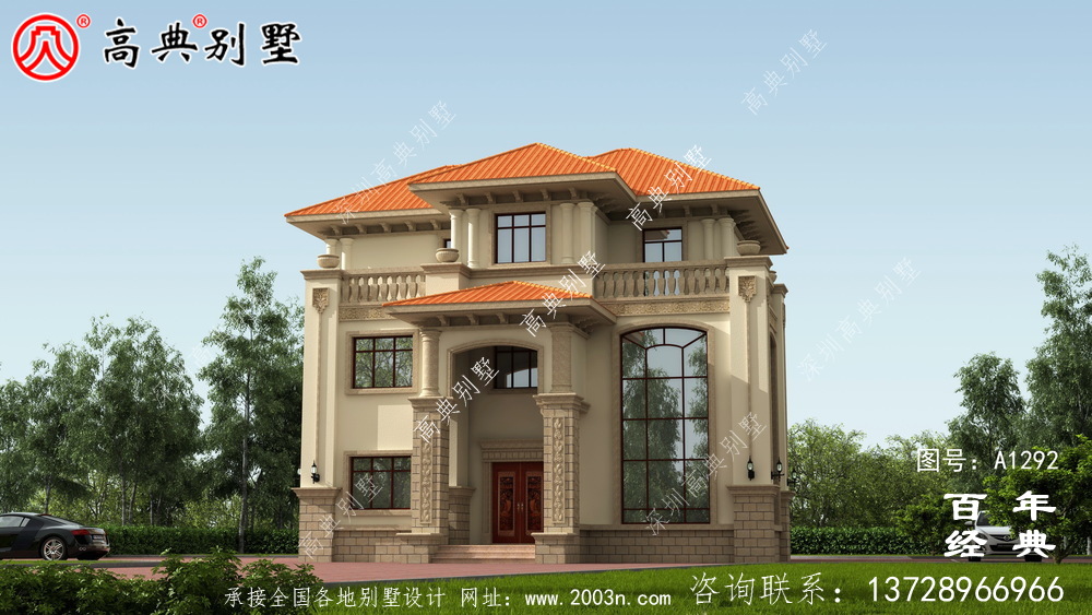 复式三层农村别墅外观效果图及施工图设计_农村三层别墅设计图 复式三层农村别墅外观效果图及施工图设计_农村三层别墅设计图