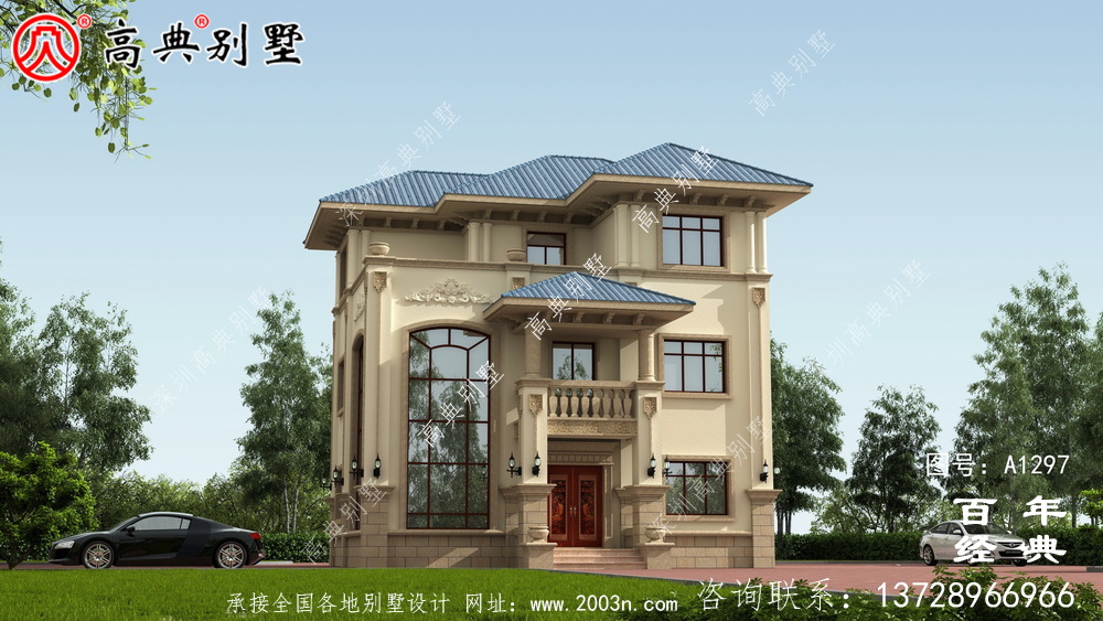复式三层欧式别墅外观效果图及施工图设计_农村三层别墅设计图 复式三层欧式别墅外观效果图及施工图设计_农村三层别墅设计图