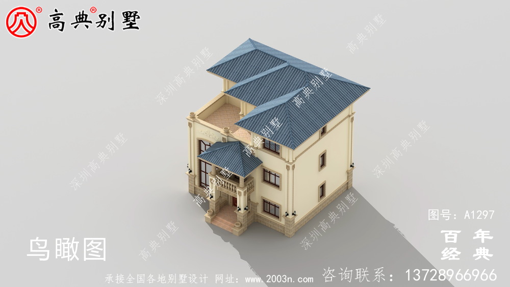 复式三层欧式别墅外观效果图及施工图设计_农村三层别墅设计图