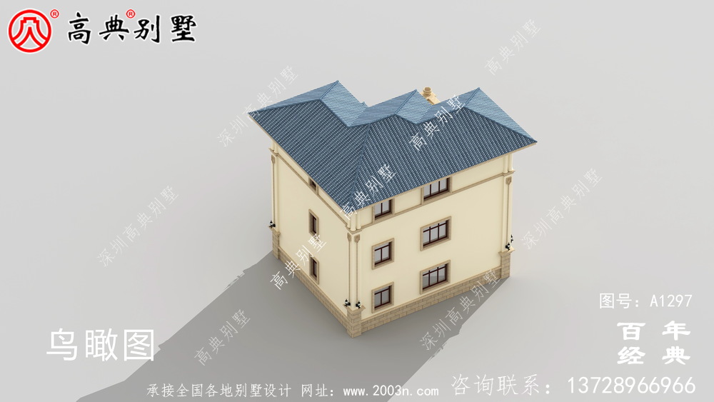 复式三层欧式别墅外观效果图及施工图设计_农村三层别墅设计图