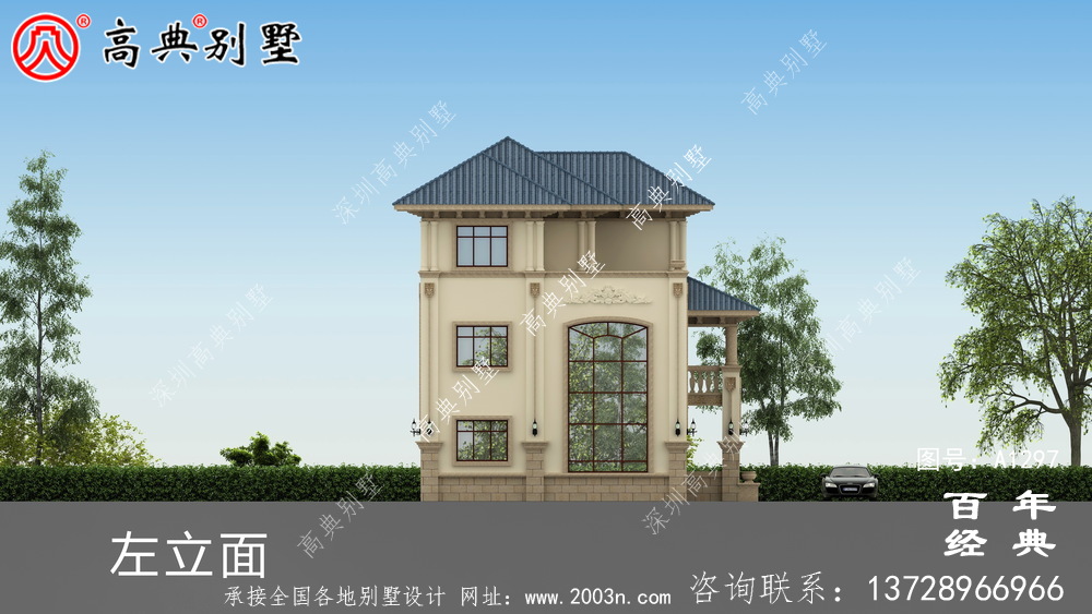 复式三层欧式别墅外观效果图及施工图设计_农村三层别墅设计图