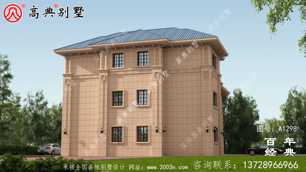 三层欧式别墅外观效果图及施工图设计_农村三层别墅设计图