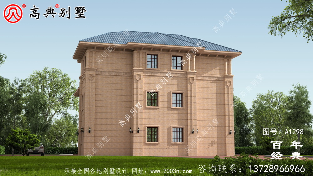 三层欧式别墅外观效果图及施工图设计_农村三层别墅设计图