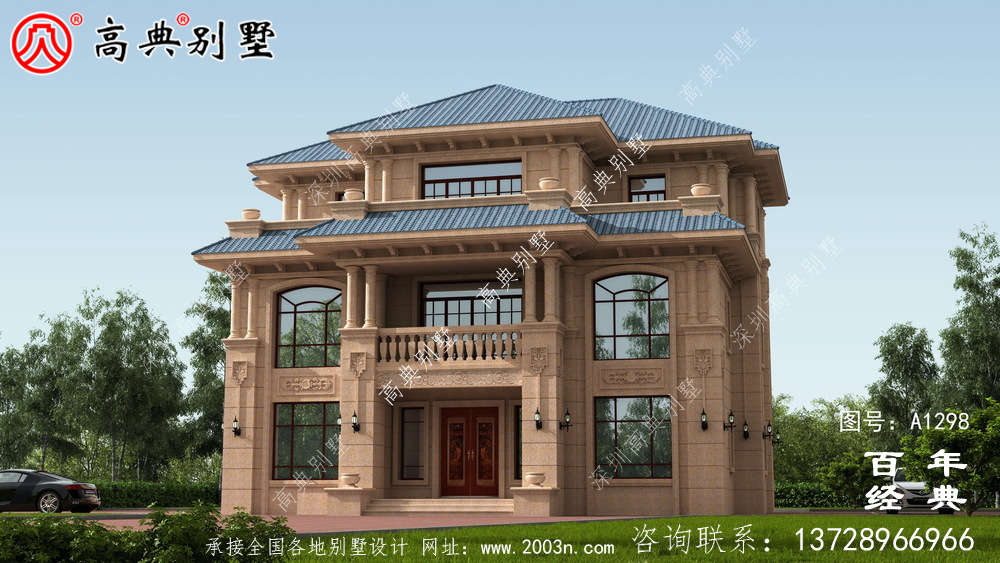三层欧式别墅外观效果图及施工图设计_农村三层别墅设计图
