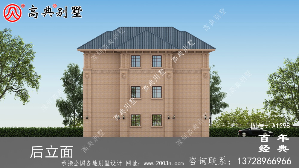 三层欧式别墅外观效果图及施工图设计_农村三层别墅设计图