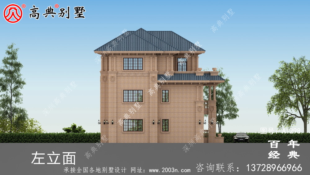 三层欧式别墅外观效果图及施工图设计_农村三层别墅设计图