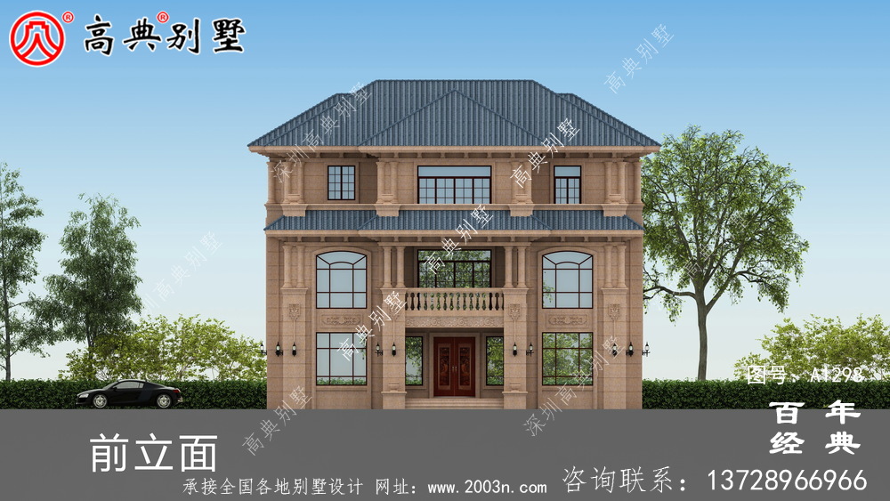 三层欧式别墅外观效果图及施工图设计_农村三层别墅设计图