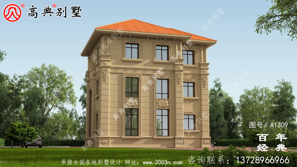 新中式三层复式大气欧式别墅施工图设计_农村三层别墅设计图