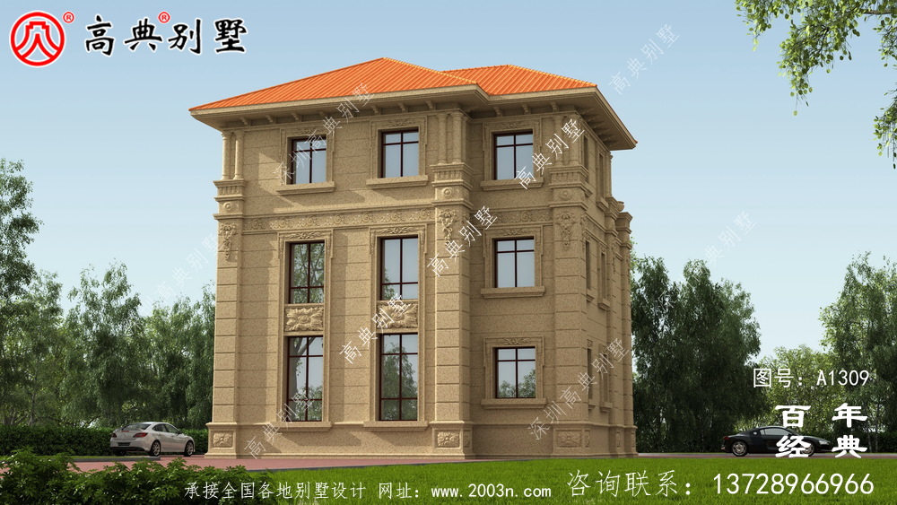 新中式三层复式大气欧式别墅施工图设计_农村三层别墅设计图
