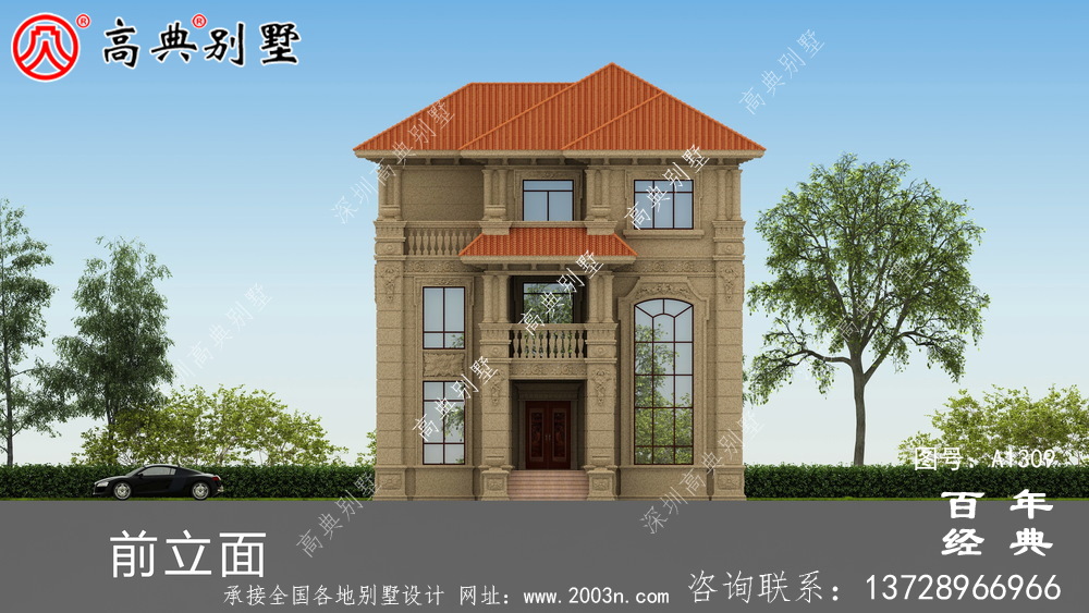 新中式三层复式大气欧式别墅施工图设计_农村三层别墅设计图