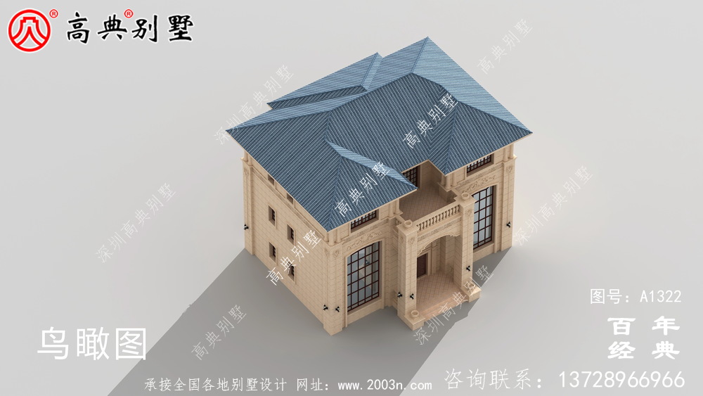 带露台的典雅复式三层别墅设计效果图和施工图_农村三层别墅设计图