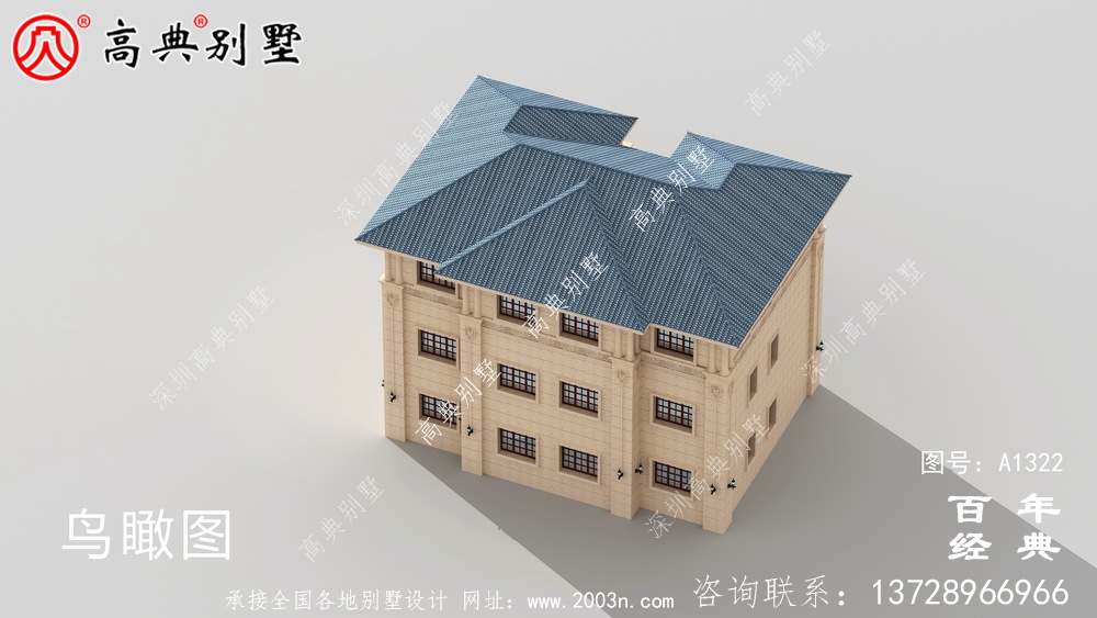 带露台的典雅复式三层别墅设计效果图和施工图_农村三层别墅设计图