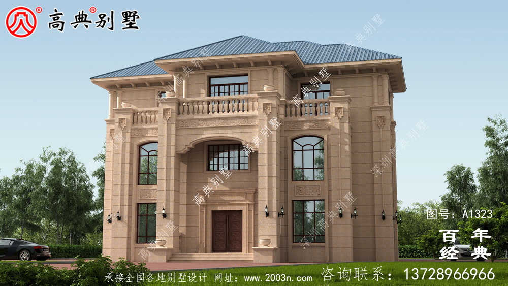 歐式三層復式小別墅外觀設計圖_農村三層別墅設計圖