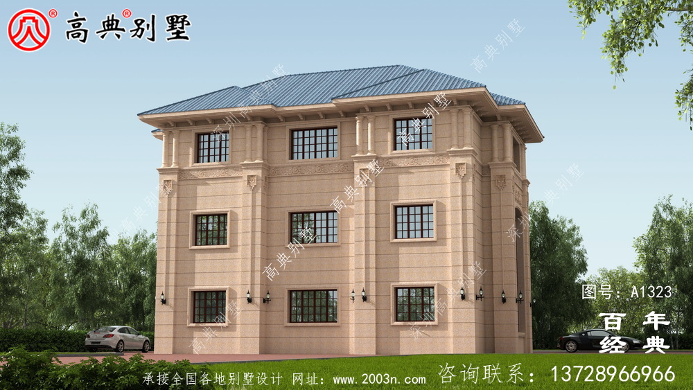 歐式三層復式小別墅外觀設計圖_農村三層別墅設計圖