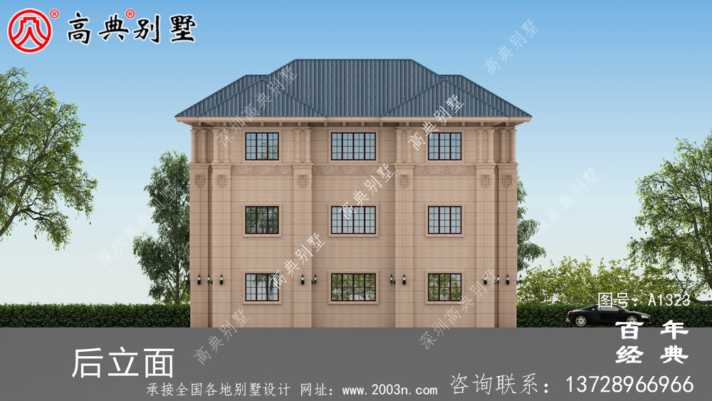 歐式三層復式小別墅外觀設計圖_農村三層別墅設計圖