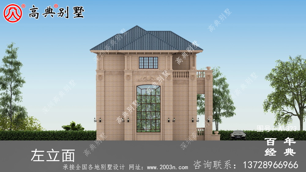 歐式三層復式小別墅外觀設計圖_農村三層別墅設計圖