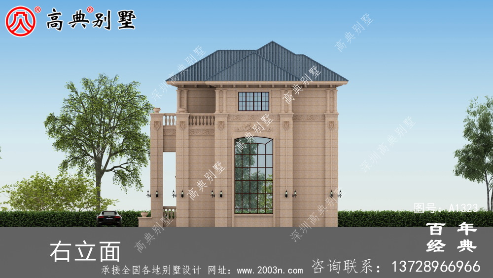 歐式三層復式小別墅外觀設計圖_農村三層別墅設計圖