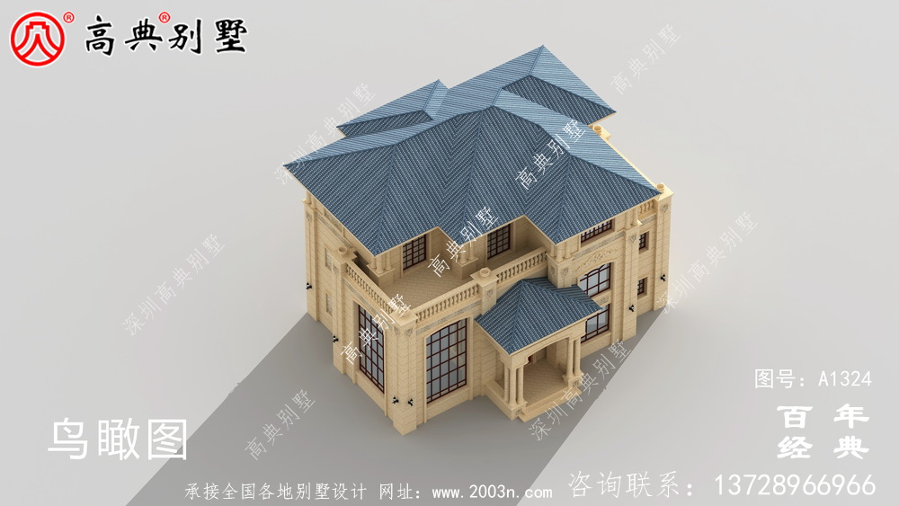 歐式復式三層別墅外觀設計圖紙_鄉村三層別墅設計圖