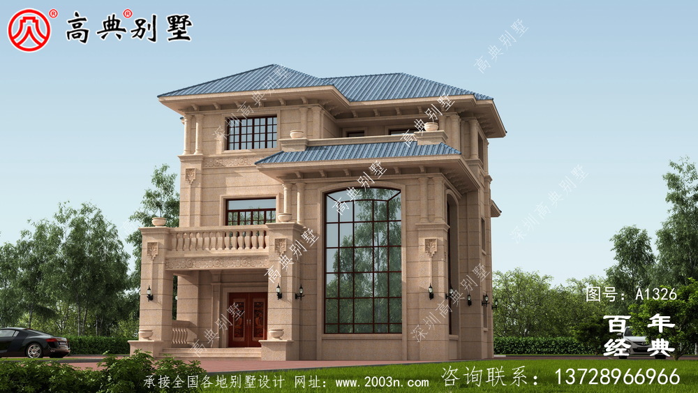 小復式三層帶露臺歐式別墅施工圖紙帶設計效果圖_三層別墅設計圖紙
