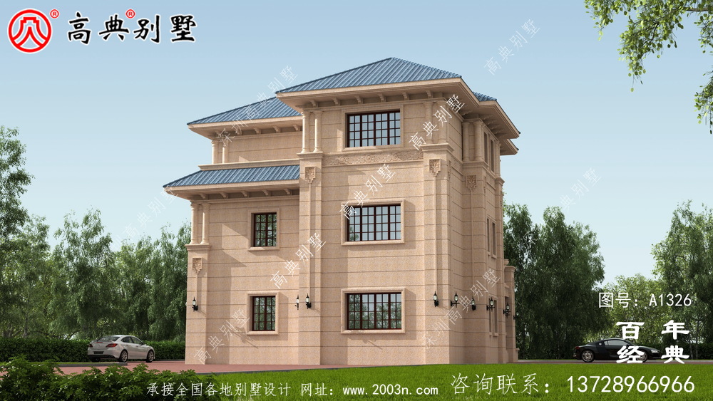 小復式三層帶露臺歐式別墅施工圖紙帶設計效果圖_三層別墅設計圖紙