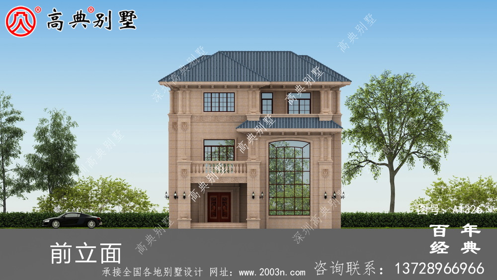 小復式三層帶露臺歐式別墅施工圖紙帶設計效果圖_三層別墅設計圖紙