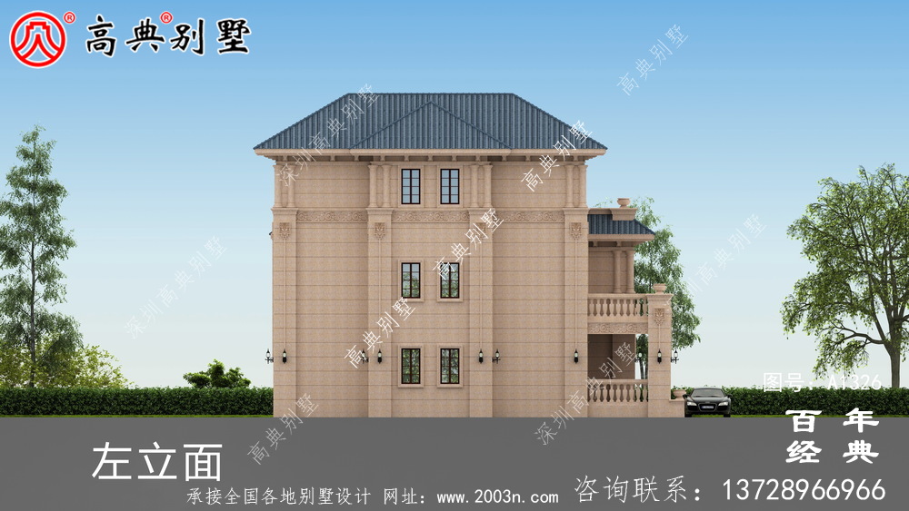 小復式三層帶露臺歐式別墅施工圖紙帶設計效果圖_三層別墅設計圖紙