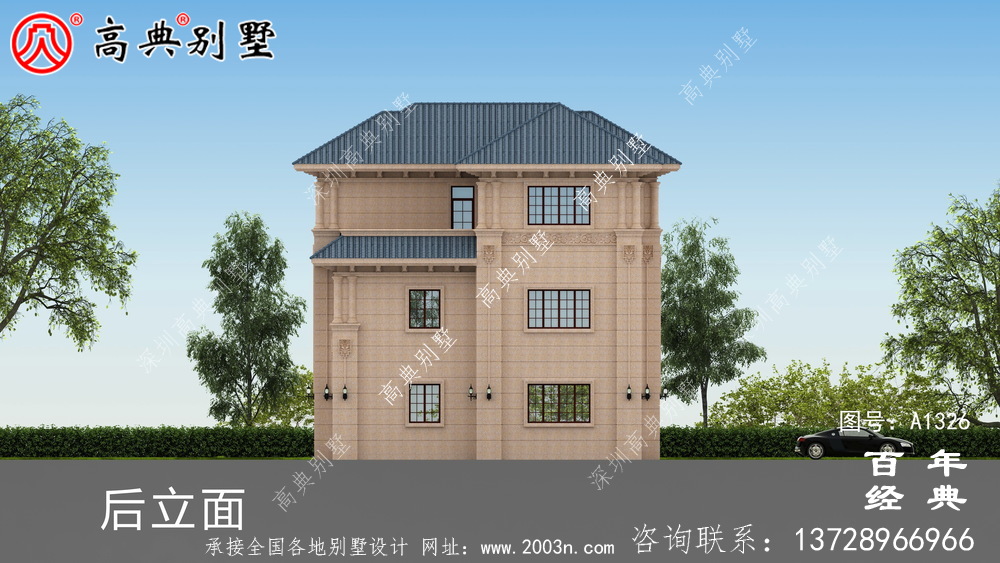 小復式三層帶露臺歐式別墅施工圖紙帶設計效果圖_三層別墅設計圖紙