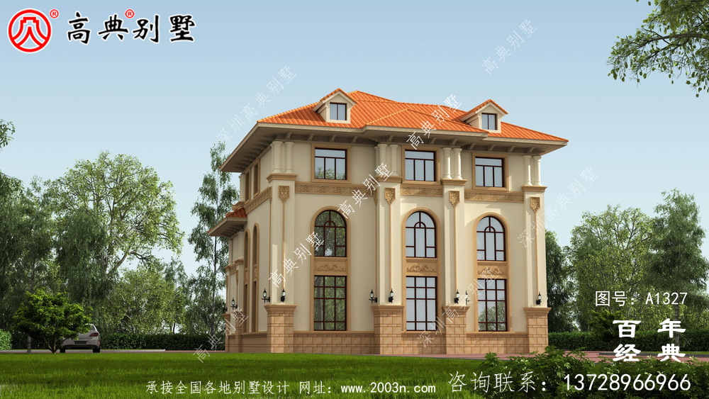 歐式風格復式三層別墅施工圖紙帶設計效果圖_三層別墅設計圖紙