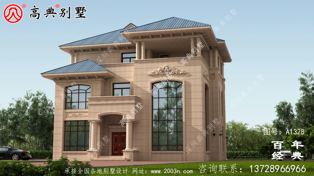 小復式三層帶露臺歐式別墅施工圖紙_三層別墅設計圖紙