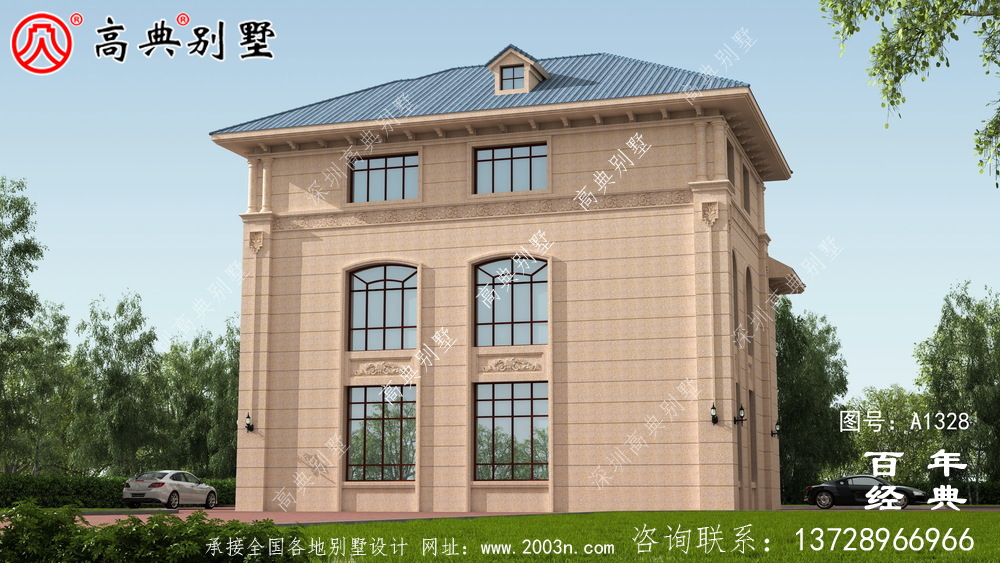 小復式三層帶露臺歐式別墅施工圖紙_三層別墅設計圖紙