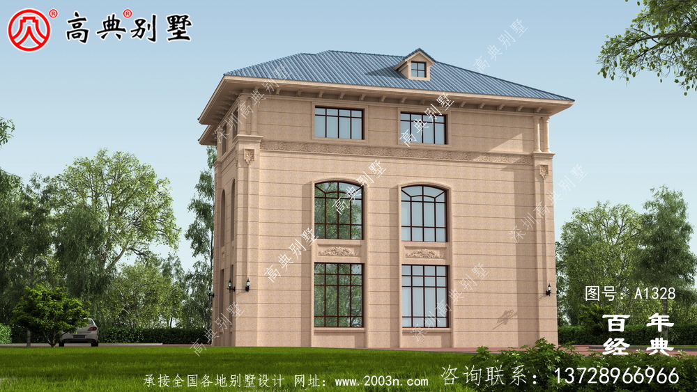 小復式三層帶露臺歐式別墅施工圖紙_三層別墅設計圖紙