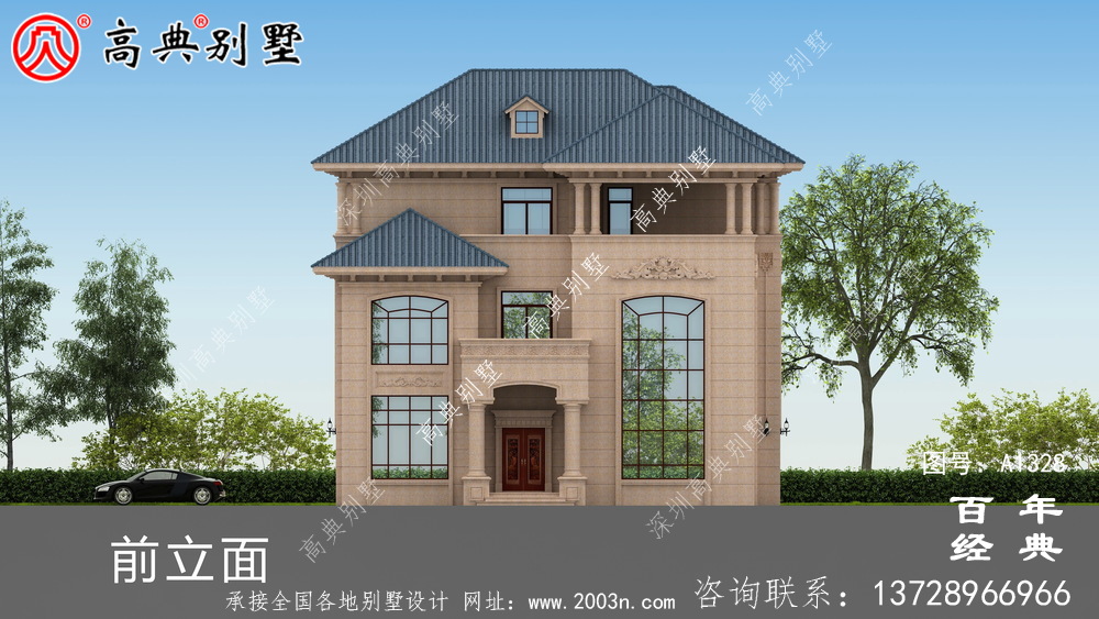 小復式三層帶露臺歐式別墅施工圖紙_三層別墅設計圖紙