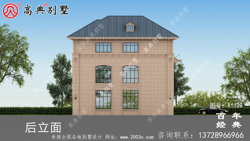 小復式三層帶露臺歐式別墅施工圖紙_三層別墅設計圖紙