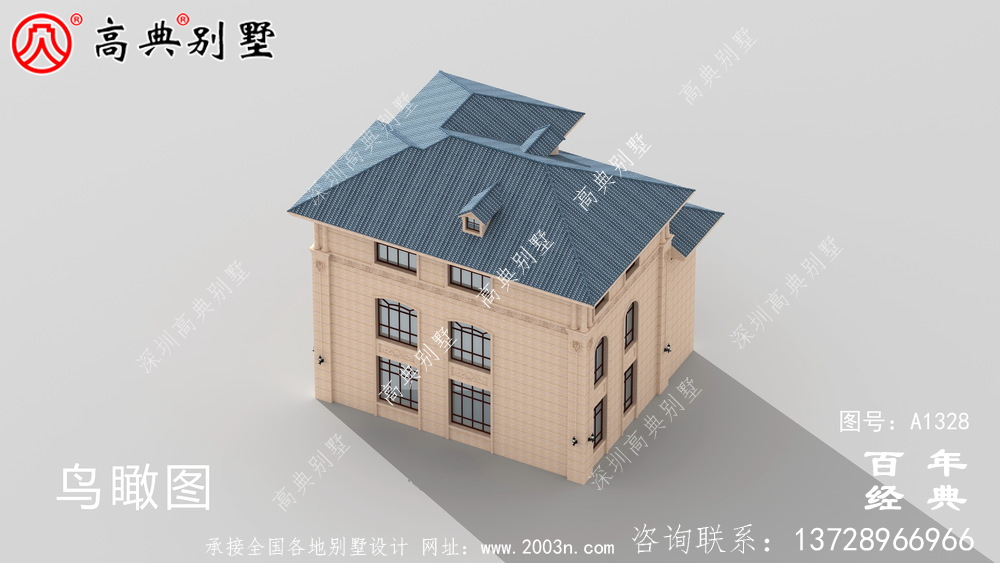 小復式三層帶露臺歐式別墅施工圖紙_三層別墅設計圖紙