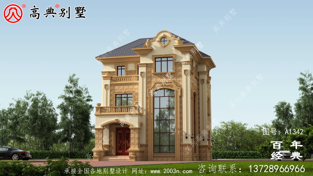 法式浪漫乡村复式三层别墅设计图纸_乡村三层别墅效果图