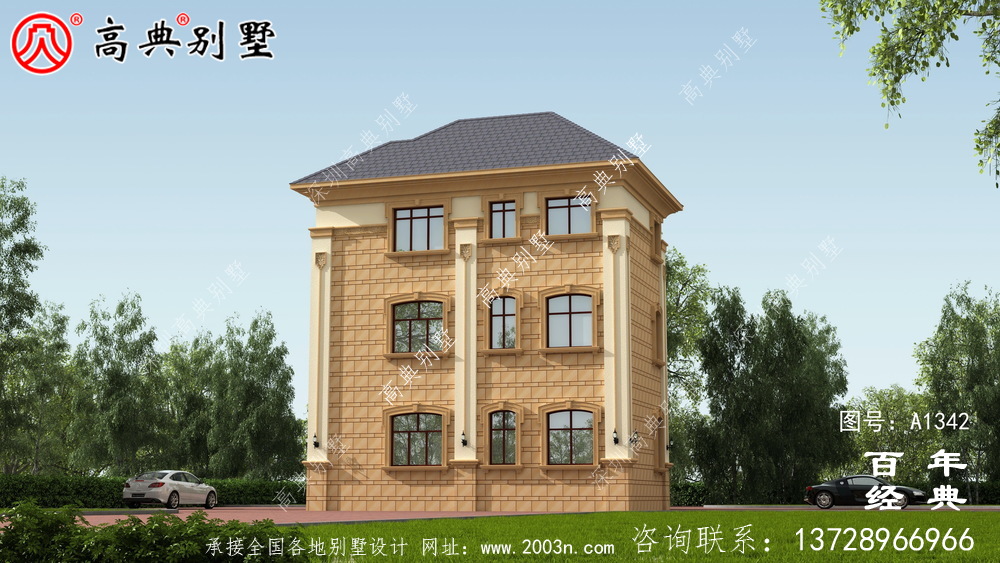 法式浪漫乡村复式三层别墅设计图纸_乡村三层别墅效果图