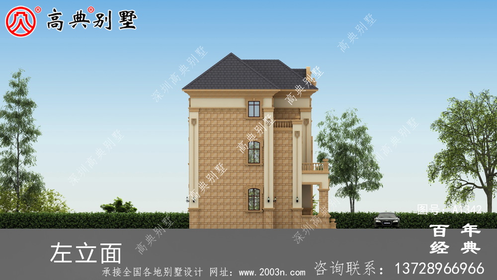 法式浪漫乡村复式三层别墅设计图纸_乡村三层别墅效果图